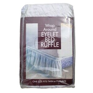 Vintage Madison Twin/Full White Eyelet Bed Ruffle Bed Skirt Dust Ruffle NEW